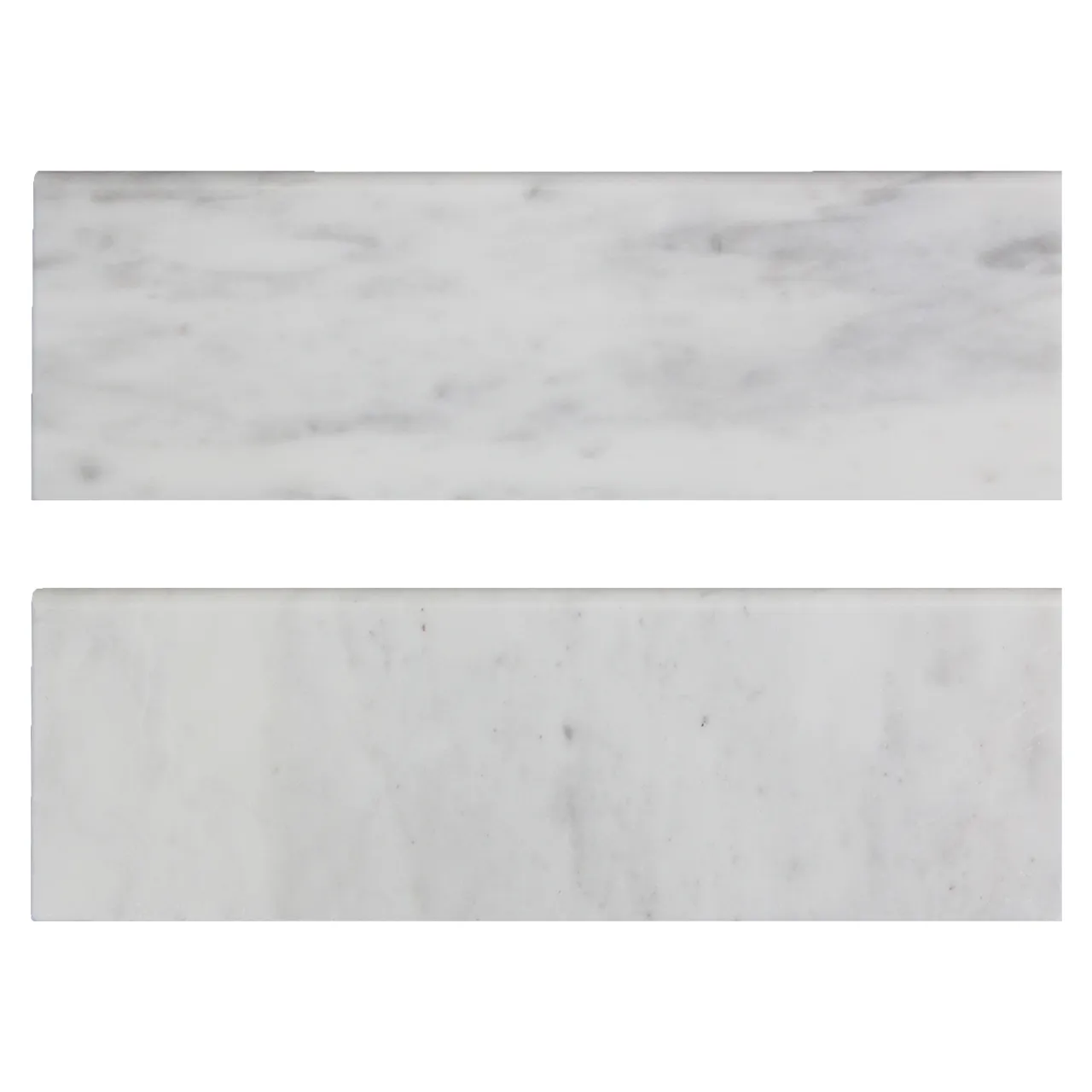 Carrara White Italian Marble 4" x 12" Bullnose Tile Trim Honed