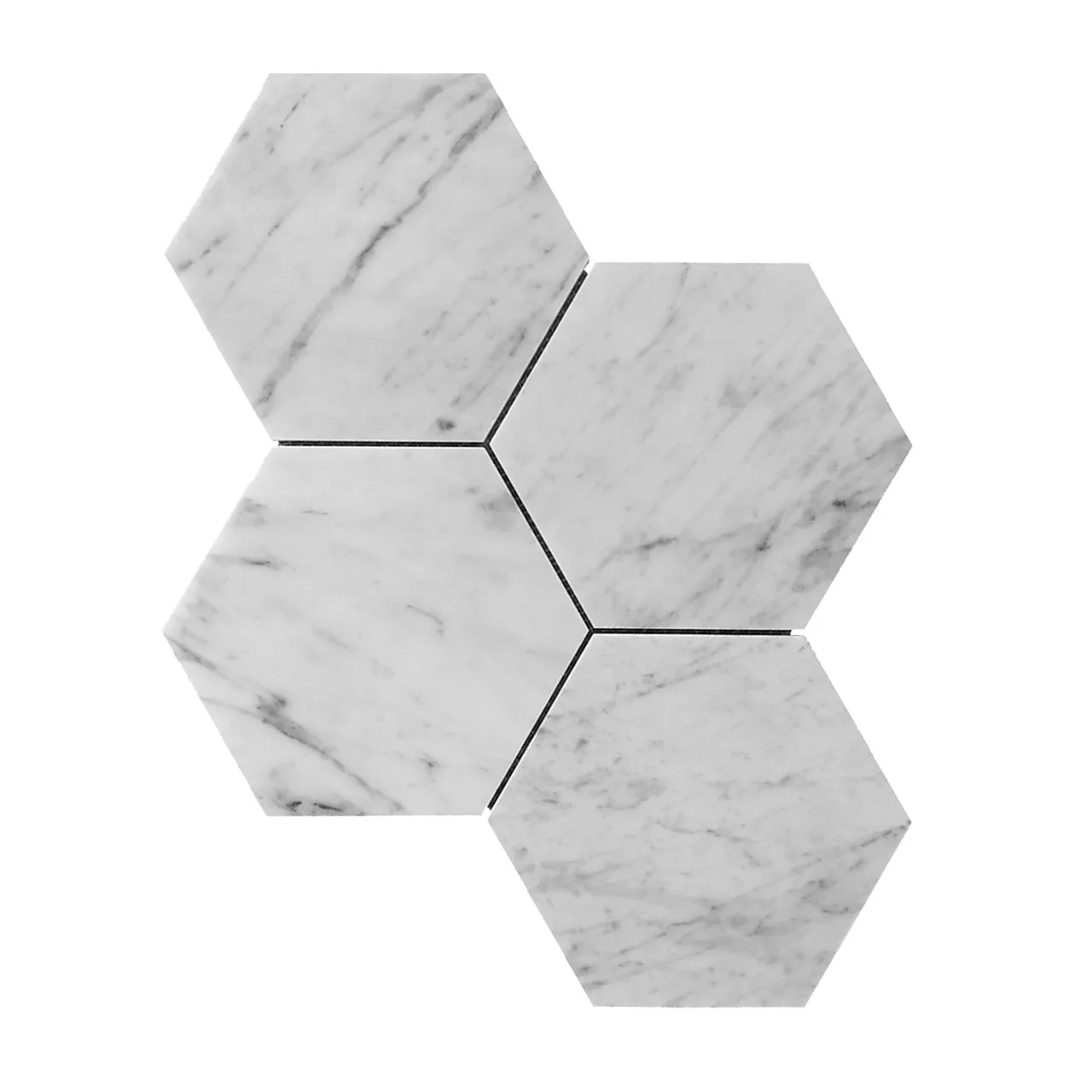 Carrara White Italian Marble 7" Hexagon Mosaic Tile Polished