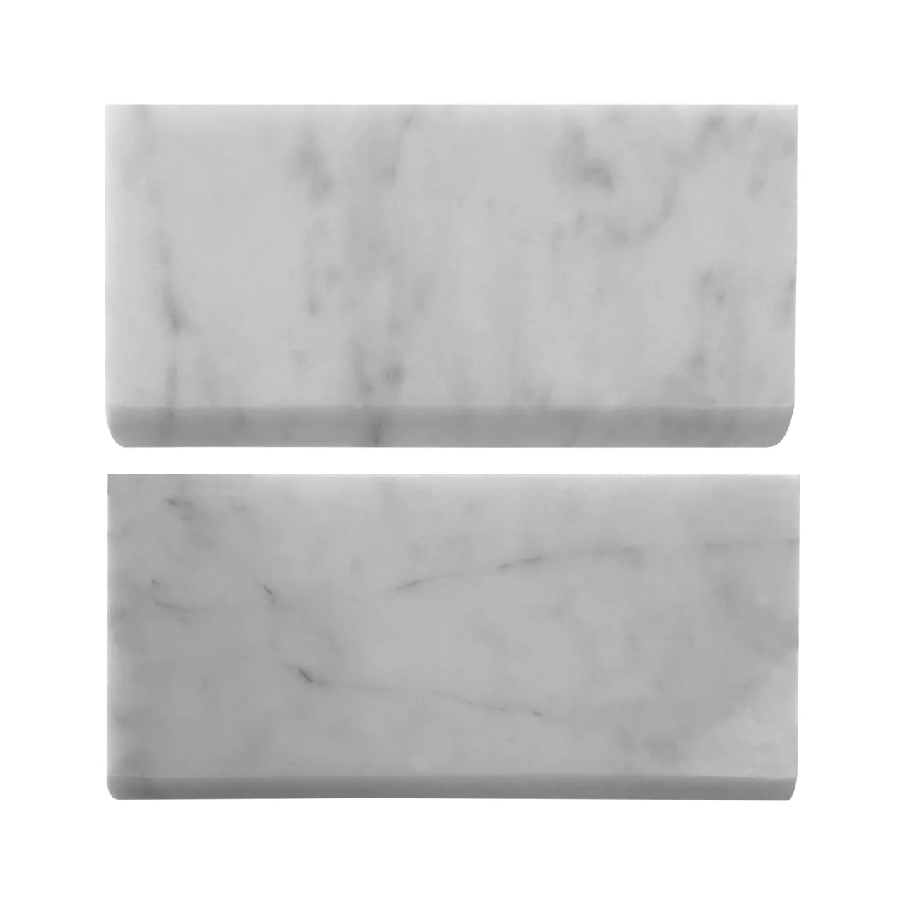 Carrara White Italian Marble 3" x 6" Bullnose Trim Tile Honed