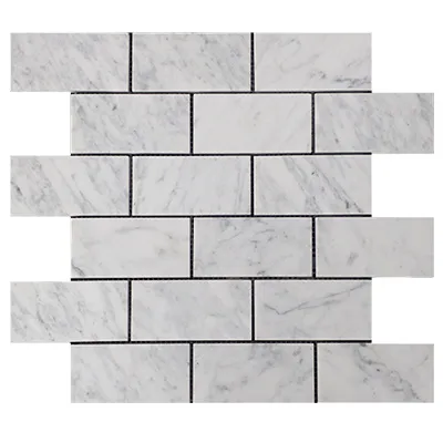 Carrara White Italian Marble 2" x 4" Subway Mosaic Tile Polished