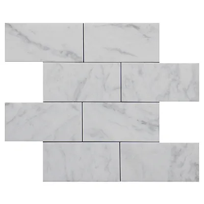 Carrara White Italian Marble 3" x 6" Subway Tile Polished