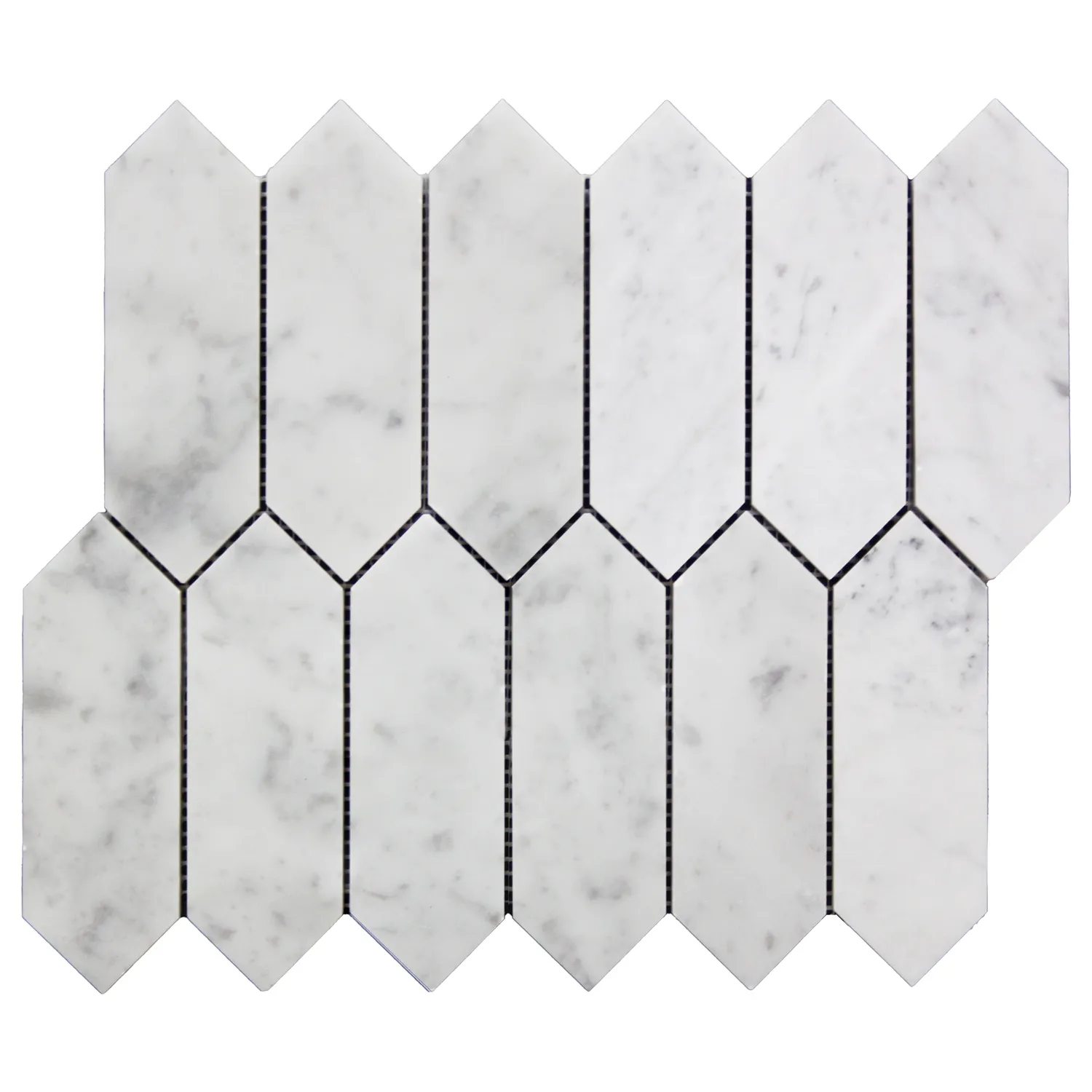 Carrara White Italian Marble Picket  Mosaic Tile Polished