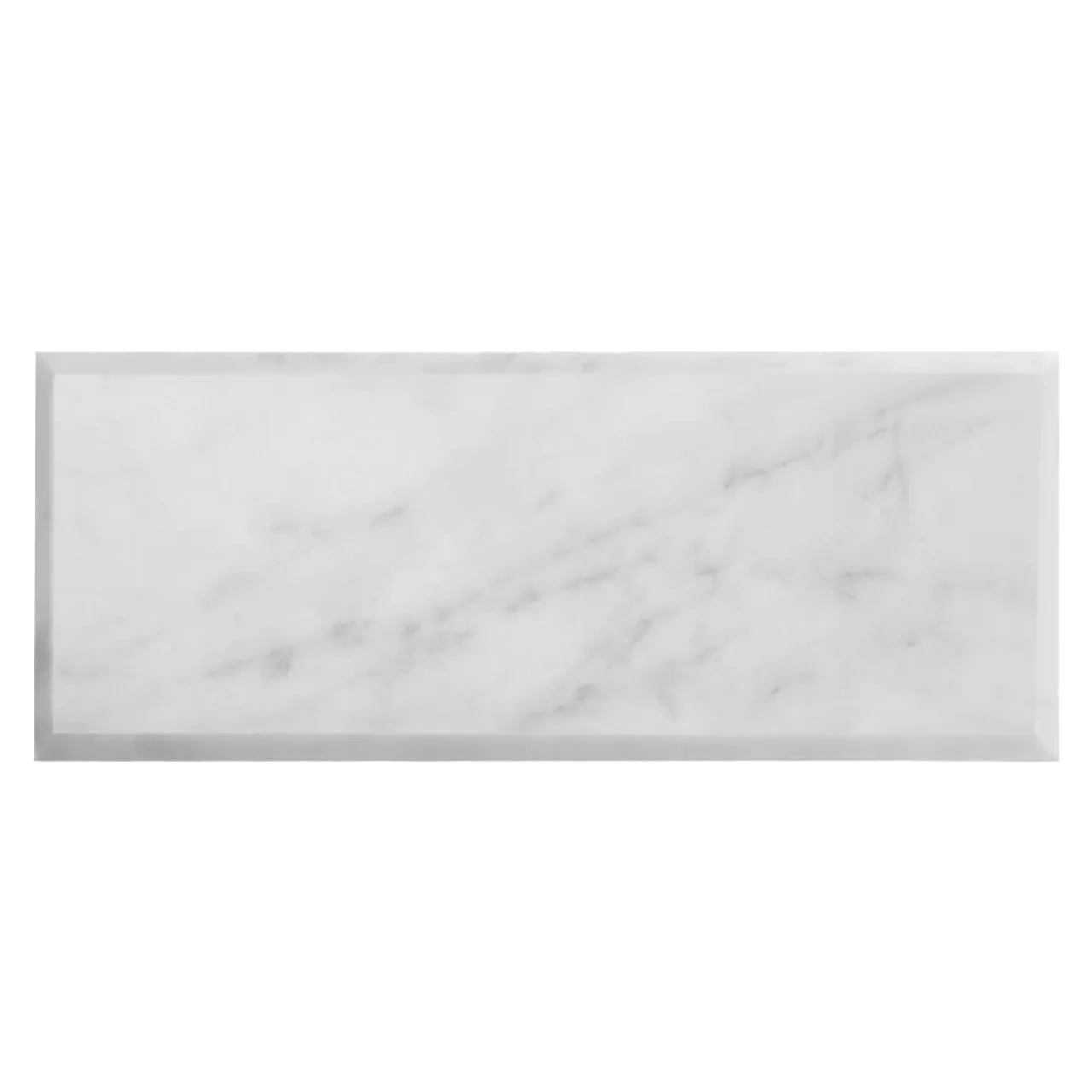 Carrara White Italian Marble 6" x 12" Wide Beveled Subway Tile Honed