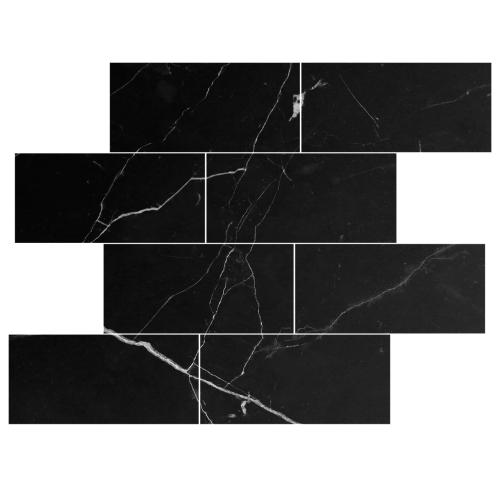 6x12 Nero Marquina Black Marble Marble Tile Polished