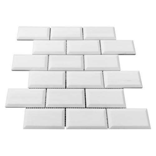Bianco Dolomite Marble 2x4 Wide Bevel Mosaic Tile Polished