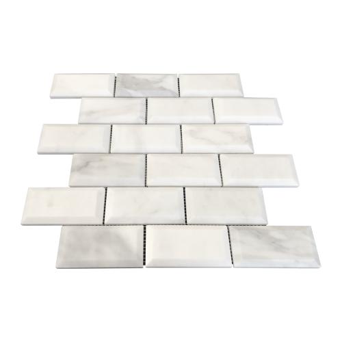 Calacatta Gold Italian Marble 2x4 Wide Bevel Subway Mosaic Tile Honed