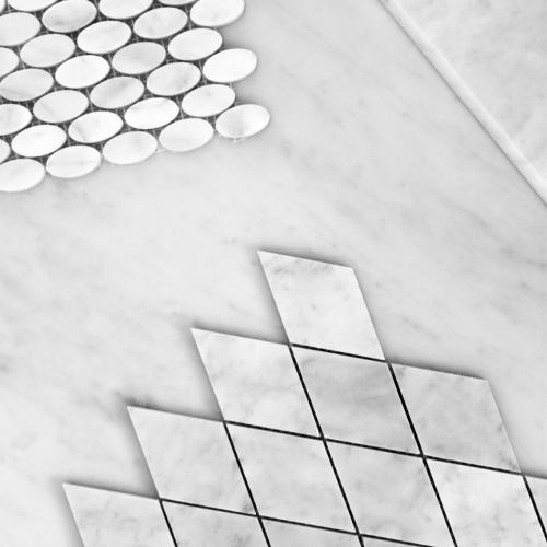 Carrara White Italian Marble Oval Ellipse Mosaic Tile Polished