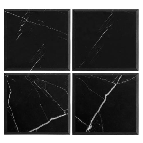4x4 Nero Marquina Black Wide Beveled Marble Tile Honed