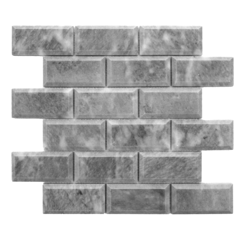 Bardiglio Gray Marble 2x4 Wide Bevel Mosaic Tile Honed
