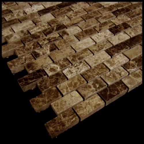 Dark Emperador Marble Mini Brick Mosaic Tile Polished