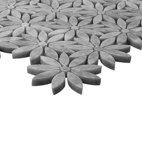 Bardiglio Gray Marble With Bardiglio Gray Accent Daisy Flower Waterjet Mosaic Tile Polished