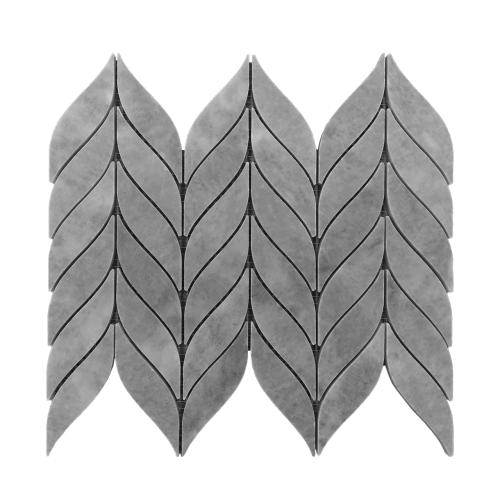 Bardiglio Gray Marble Leaf Shape Mosaic Tile Honed
