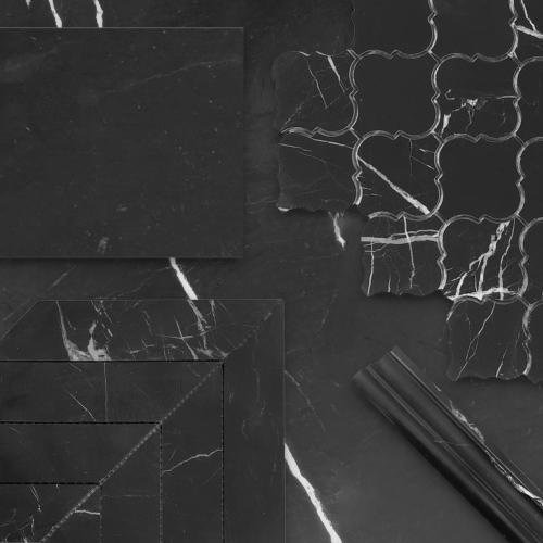 12x24 Nero Marquina Black Marble Marble Tile Honed