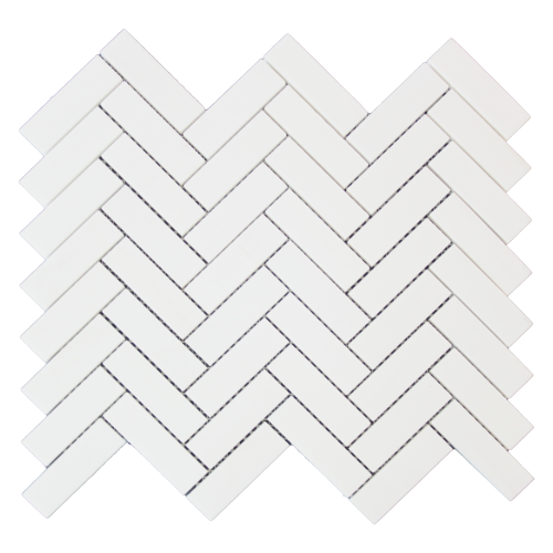 Bianco Dolomite Marble 1x3 Herringbone Mosaic Tile Polished