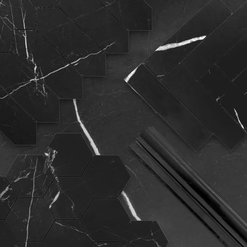 Nero Marquina Black Marble Ogee 1 Chairrail Molding Polished