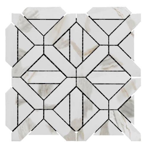 Calacatta Gold Italian Marble Geometrica Mosaic Tile Polished