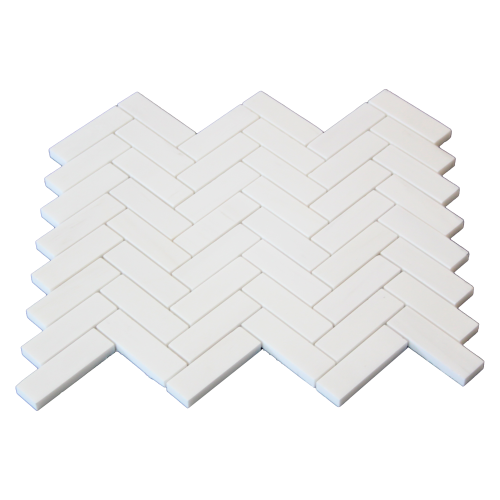 Bianco Dolomite Marble 1x3 Herringbone Mosaic Tile Polished